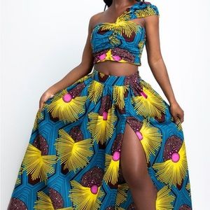 African Crop Top and Skirt Set